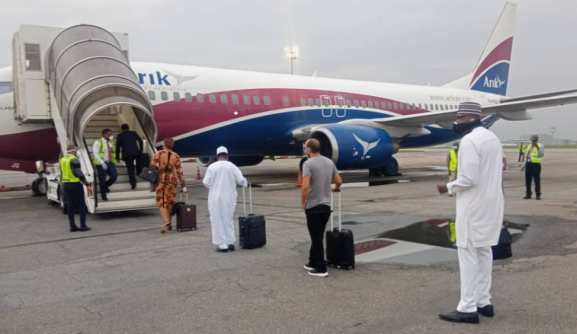 Passengers boarding the first flight at the MMA 1 on resumption of Domestic flights