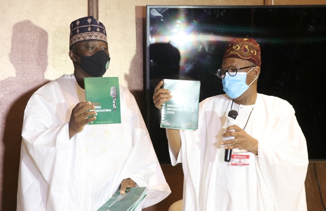 Alhaji Lai Mohammed unveiling the reviewed Broadcasting code