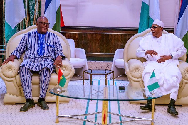 President Buhari in a conversation with the visiting President of Burkina Faso