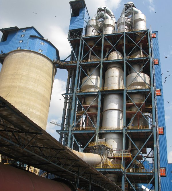 The pre-heater towers at Dangote Cement factory at Ibese