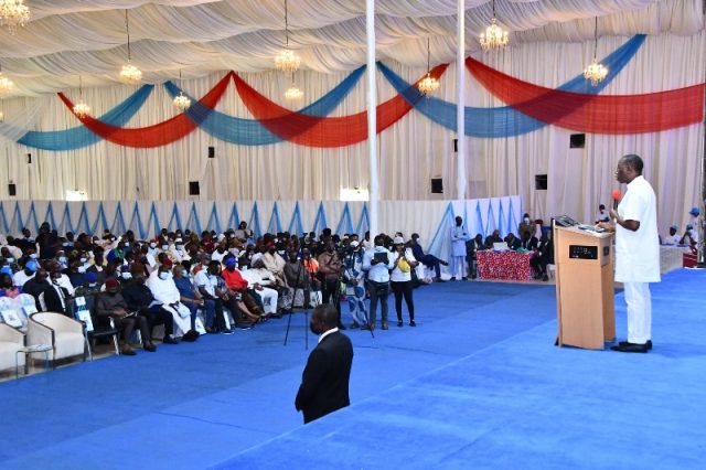 Delta Governor Okowa addressing stakeholders