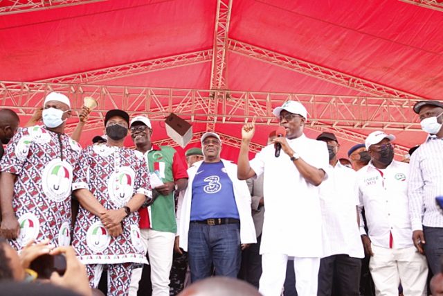 Governor Ifeanyi Okowa at the Peoples Democratic Party's mega rally in Asaba, Delta State