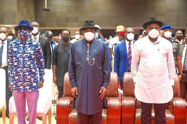 Former President of Nigeria, Dr. Goodluck Jonathan with Bayelsa State Gov. Douye Diri