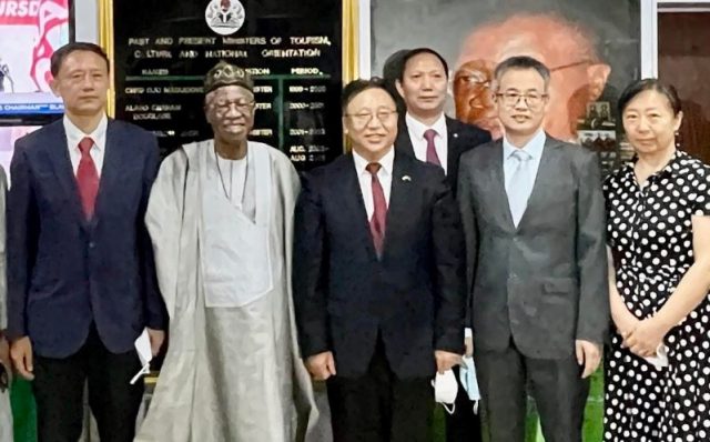 Minister of Information and Culture, Alhaji Lai Mohammed with delegation from the Chinese Embassy
