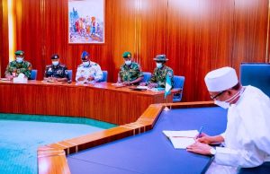 President Buhari orders manhunt for Abuja-Kaduna rail line terrorists after meeting with security chiefs