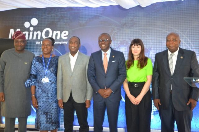 CEO of MainOne, Funke Opeke with Lagos Governor Sanwo-Olu at the Launch of MDXi Lekki II Data Center