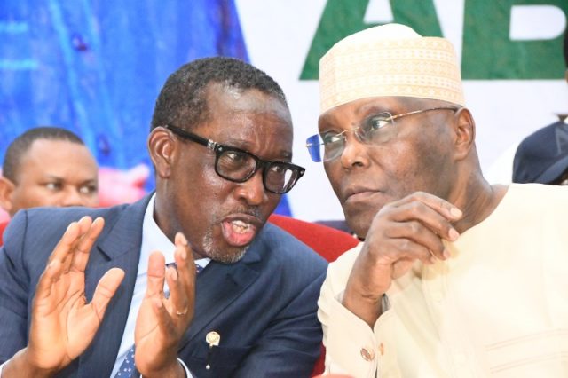 Former Vice President of Nigeria, and a PDP Presidential Aspirant, Alhaji Atiku Abubakar with Delta Governor Okowa