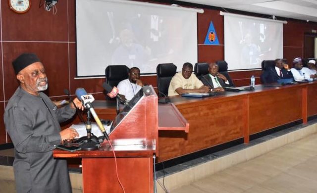 Hon. Minister of Labour and Employment, Dr Chris Ngige, delivering his opening remark at the 3rd National Productivity Summit, in Abuja