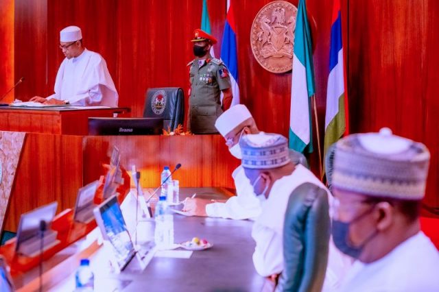 President Muhammadu Buhari inaugurating the Presidential Council on E-government