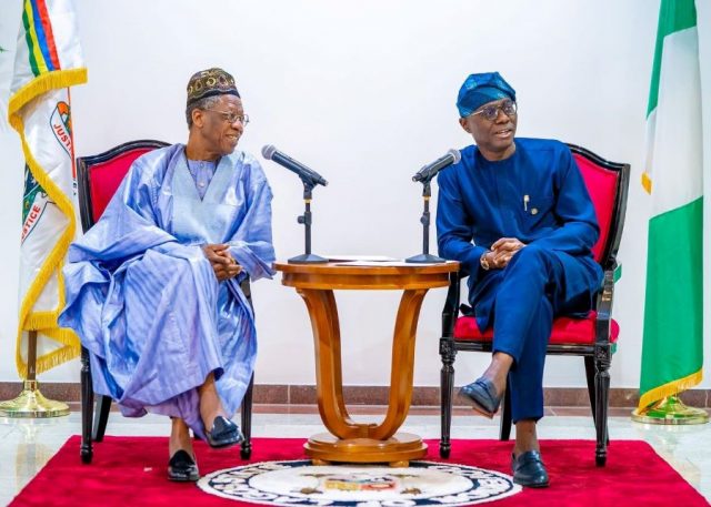 Honorable Minister of Information & Culture, Alh. Lai Mohammed pays Courtesy Visit to Governor of Lagos State, Babajide Sanwo