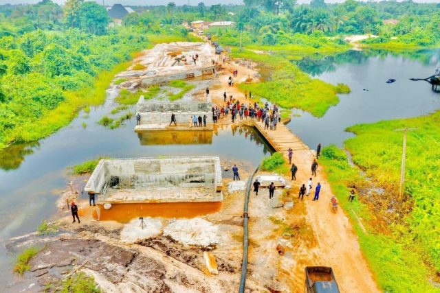 The Isheagu-Ewulu Road in Aniocha South LGA, Delta State under construction