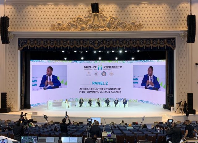 Kevin Chika Urama, AfDB's Acting Chief Economist and Vice President for the Economic Governance and Knowledge Management speaking at the panel