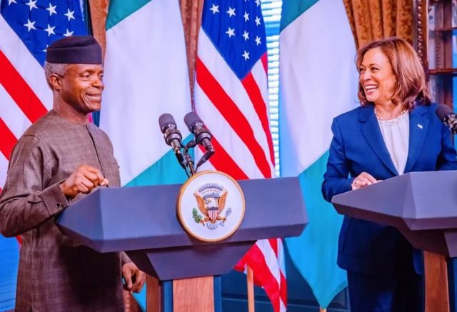 Vice President Yemi Osinbajo and his American counterpart, Vice President Kamala Harris at the White House