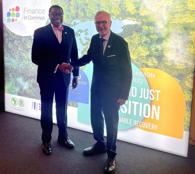 AfDB Group President, Akinwumi A. Adesina with Werner Hoyer, President of the European Investment Bank Group