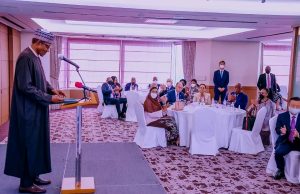 President Buhari meets with African group of Ambassadors accredited to the Republic of Korea on the sidelines of the 1st World Bio Summit