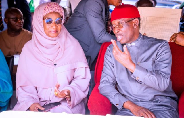 HAJIYA SADIYA UMAR FAROUQ with the Delta State Governor, Dr Ifeanyi Okowa