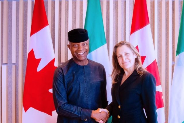 Vice President Osinbajo, and Canadian Deputy Prime Minister, Chrystia Freeland