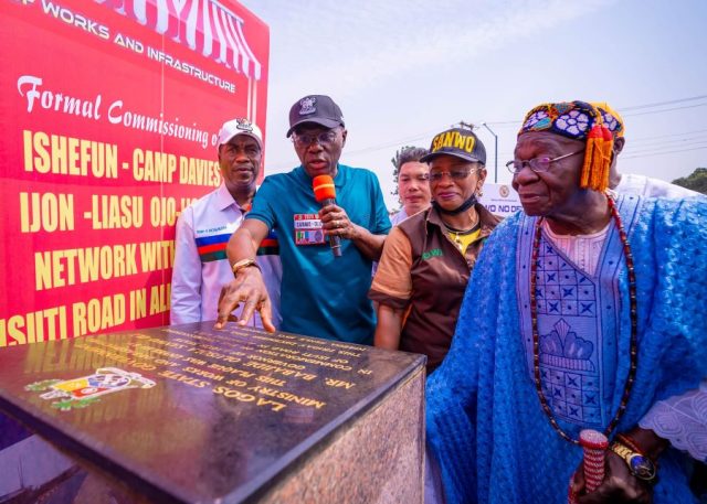 Governor Babajide Sanwo-Olu in Alimosho, which creates a fast access between boundary towns of Lagos and Ogun States.