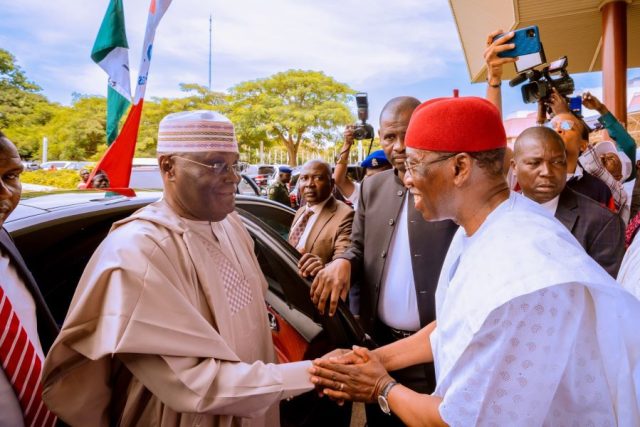 Governor of Delta, Sen (Dr) Ifeanyi Okowa with PDP Presidential Candidate, Atiku Abubakar