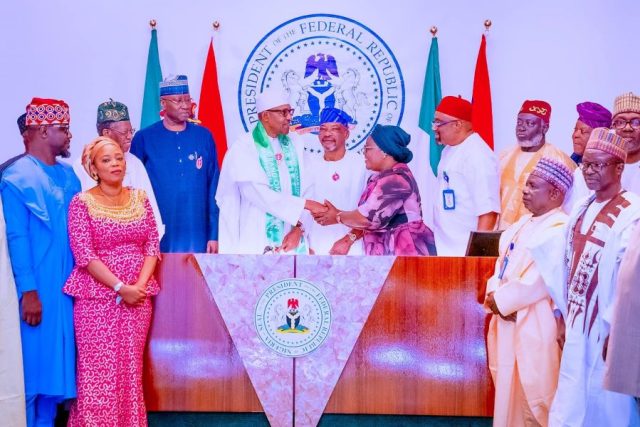 President Buhari receives Chief Commissioner of PCC and his Commissioners in State House on 23rd Dec 2022
