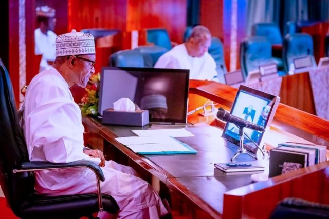 President Buhari addressing delegates at the Global South Virtual Summit