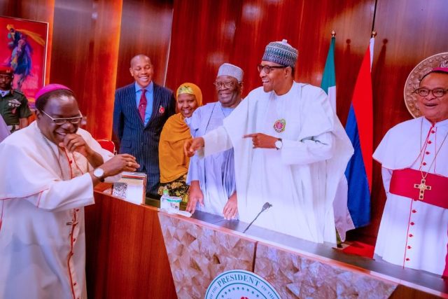 President Muhammadu Buhari receives in audience, The Executives of the Catholic Bishops Conference of Nigeria at the State House, Abuja.