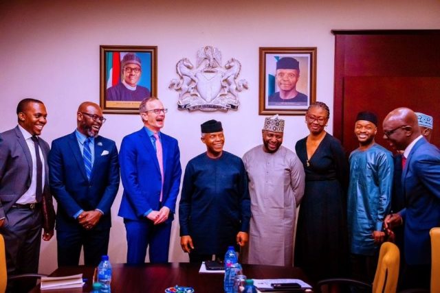 VP Osinbajo receiving a delegation from the US-based Rocky Mountain Institute, an international think-tank