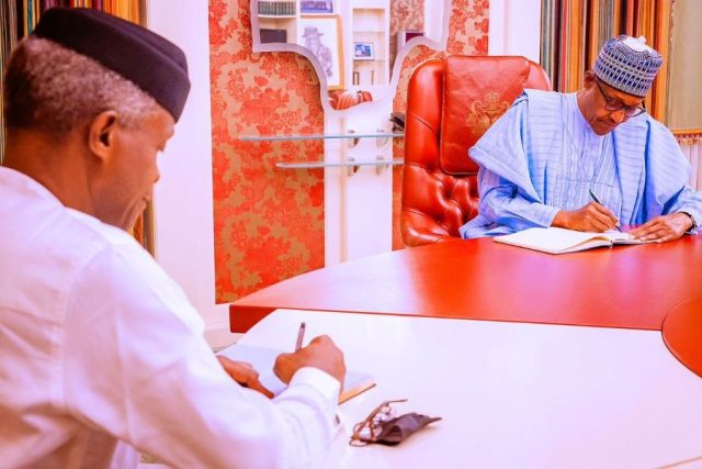 Vice President Yemi Osinbajo with President Muhammadu Buhari