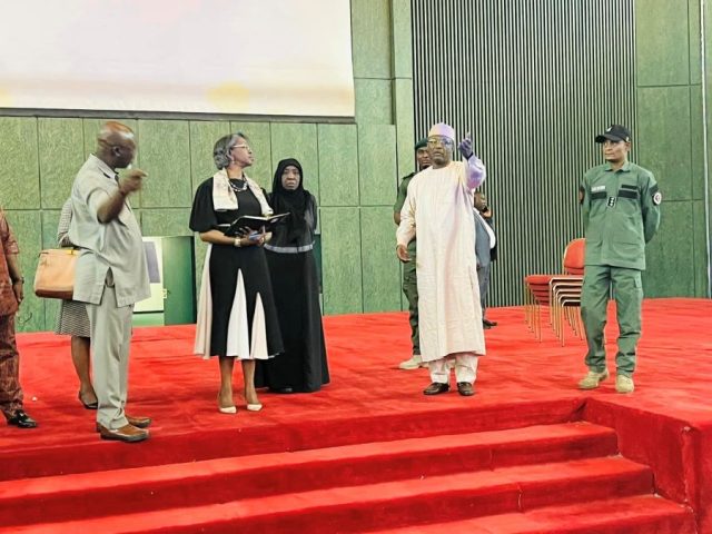 INEC Chairman, Prof. Mahmood Yakubu at Abuja International Conference Centre, which will serve as the National Collation Centre