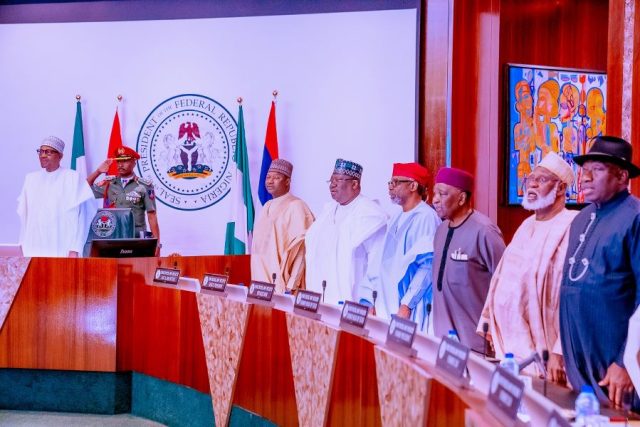 President Muhammadu Buhari presiding over Council of State Meeting at the State House, Abuja.