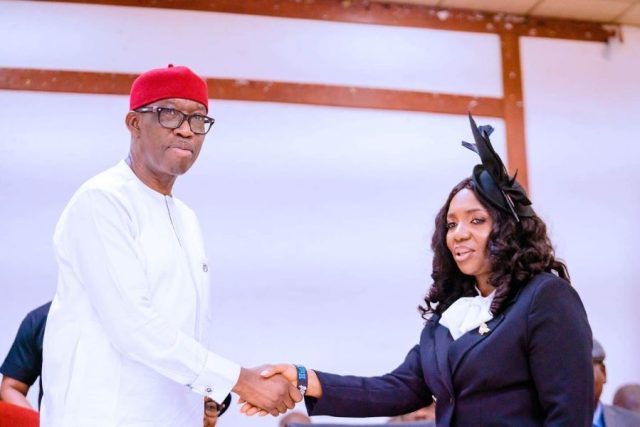Delta Governor, Okowa congratulate the newly sworn-in Acting President, Customary Court of Appeal,Justice Ojugbana Oritshedere Ngozi