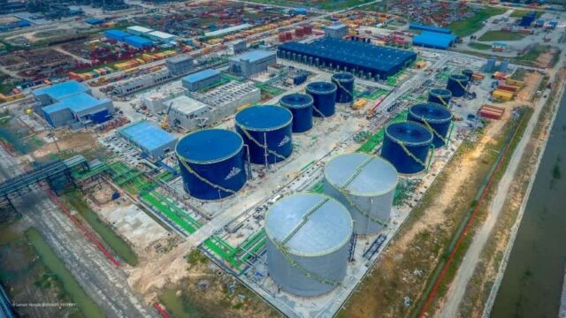 The storage facilities of the Dangote Refinery, Africa's biggest refinery and The World's Largest Single-Train 650,000 barrels per day Petroleum Refinery