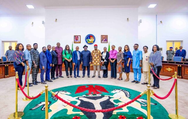 National Executive Council of Nigerian Optometric Association on curtesy visit to Delta State Governor