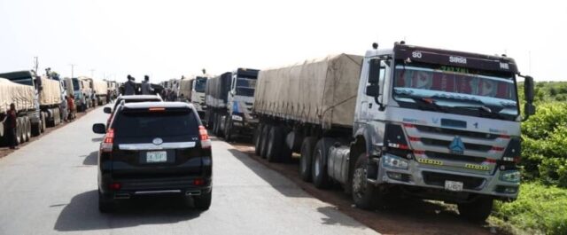 Trucks line the route at Ilale following Nigeria-Niger border closure