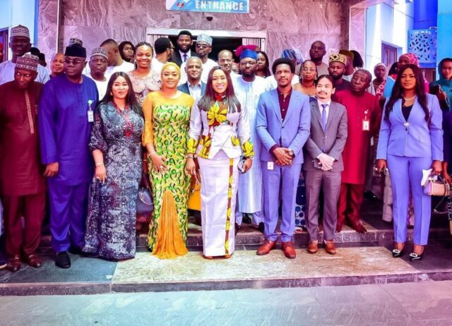 Minister of Humanitarian Affairs and Poverty Alleviation, Dr Betta Edu with new appointees of the National Safety Nets Programmes