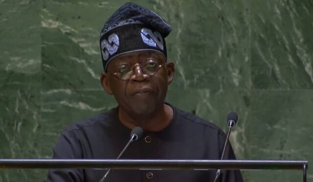 President Tinubu addressing the UN General Assembly