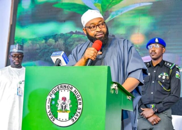Governor Mohammed Umaru Bago speaking at the Maiden Green Economy Summit in Minna