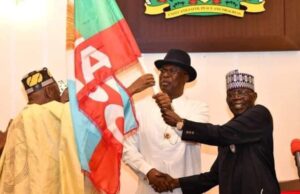 President Tinubu begs for free and fair elections in Bayelsa, Imo, and Kogi States, presents Chief Timipre Sylva party flag
