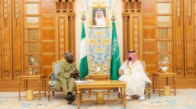 President Tinubu with the Saudi leader in Riyadh