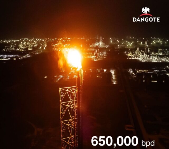 Dangote Refinery lights up