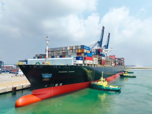 Largest container carrier to sail on Nigerian territorial waters, Maersk Edirne