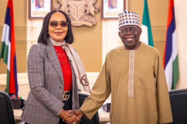 Minister of State Labour and Employment, Nkeiruka C. Onyejeocha with President Tinubu at the Villa, Abuja