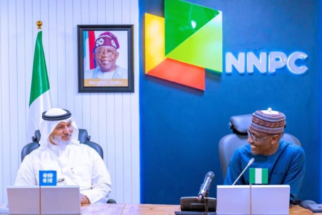 OPEC Secretary General, Haitham al-Ghais with Group Chief Executive Officer of NNPC Ltd, Mr. Mele Kyari