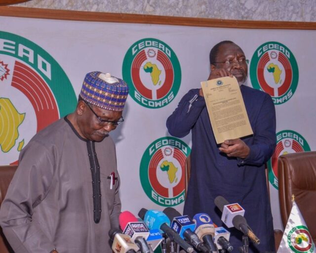 President of the ECOWAS Commission H.E. Dr Omar Alieu Touray received the open letter from General Gowan