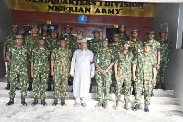 Minister of Defence, H.E. Muhammad Badaru Abubakar with top officers of the Nigerian Armed Forces
