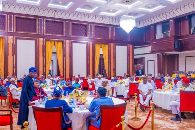 President Tinubu hosting the leadership of the Senate to a dinner to break the Ramadan fast at the State House on Thursday
