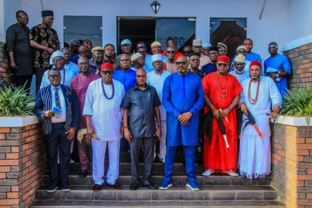 Stakeholders, Host Community of Asaba Water front Project shortly after a meeting on Thursday