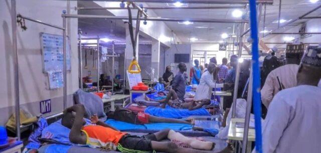 Victims of the twin IED Attack in Gwoza town recieving treatment at the state specialist hospital Maiduguri
