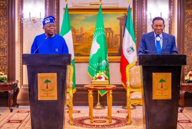 President Bola Tinubu and Equatorial Guinean President Teodoro Obiang Nguema Mbasogo on Wednesday