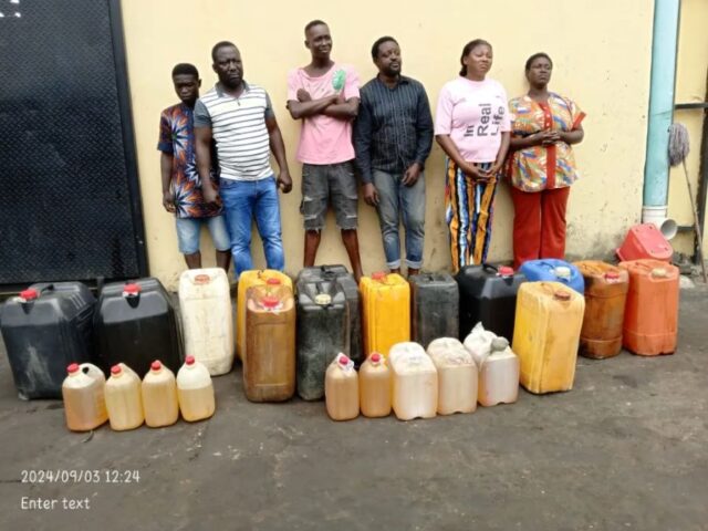 Caught for hawking and selling petrol on the streets of Lagos at exorbitant rates